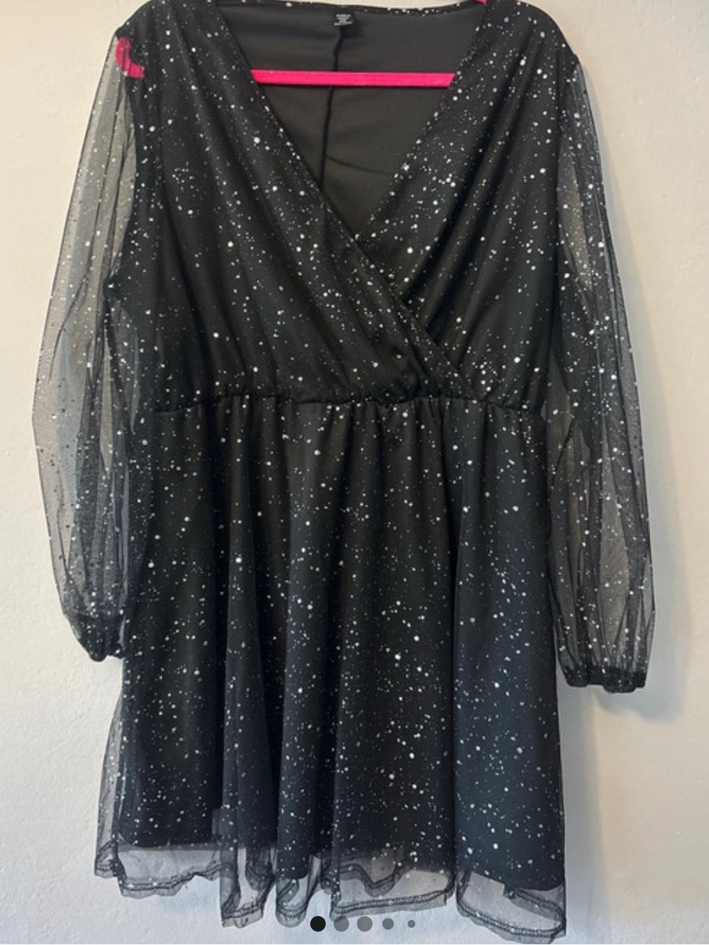 SHEIN Black Sparkle Mesh Long Sleeve Dress